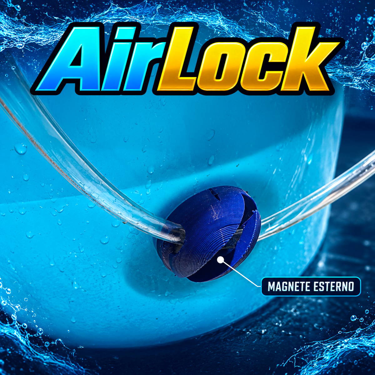 Air Lock - Diffusore magnetico con tubo per ossigenatore. Fine dei grovigli nel Secchio