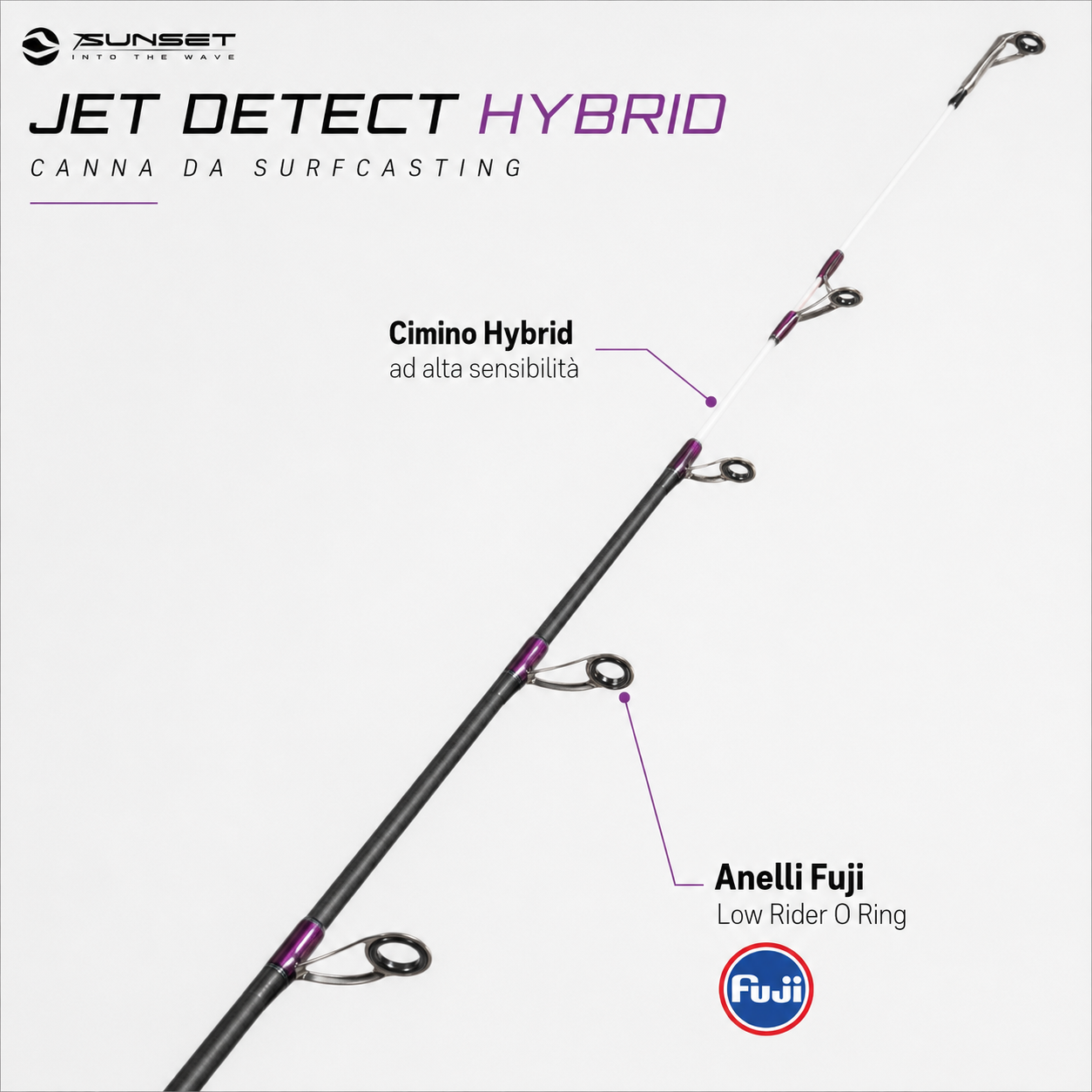 Sunset Jet Detect Hybrid 4,50 m 100-200 g – Canna Surfcasting 3 Pezzi Fuji Low Rider