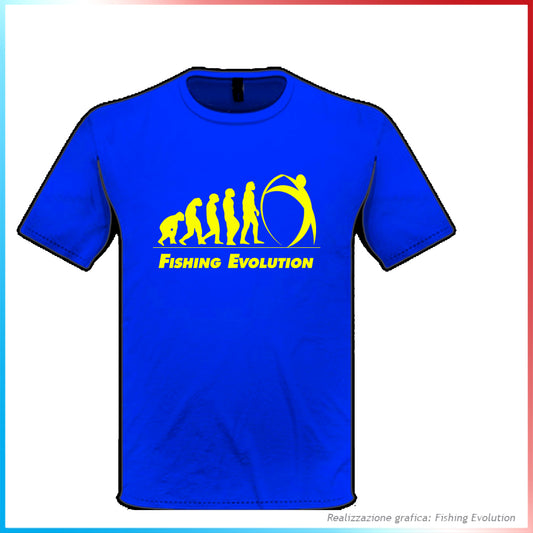 T-Shirt Fishing Evolution baby Blu Evoluzione Giallo