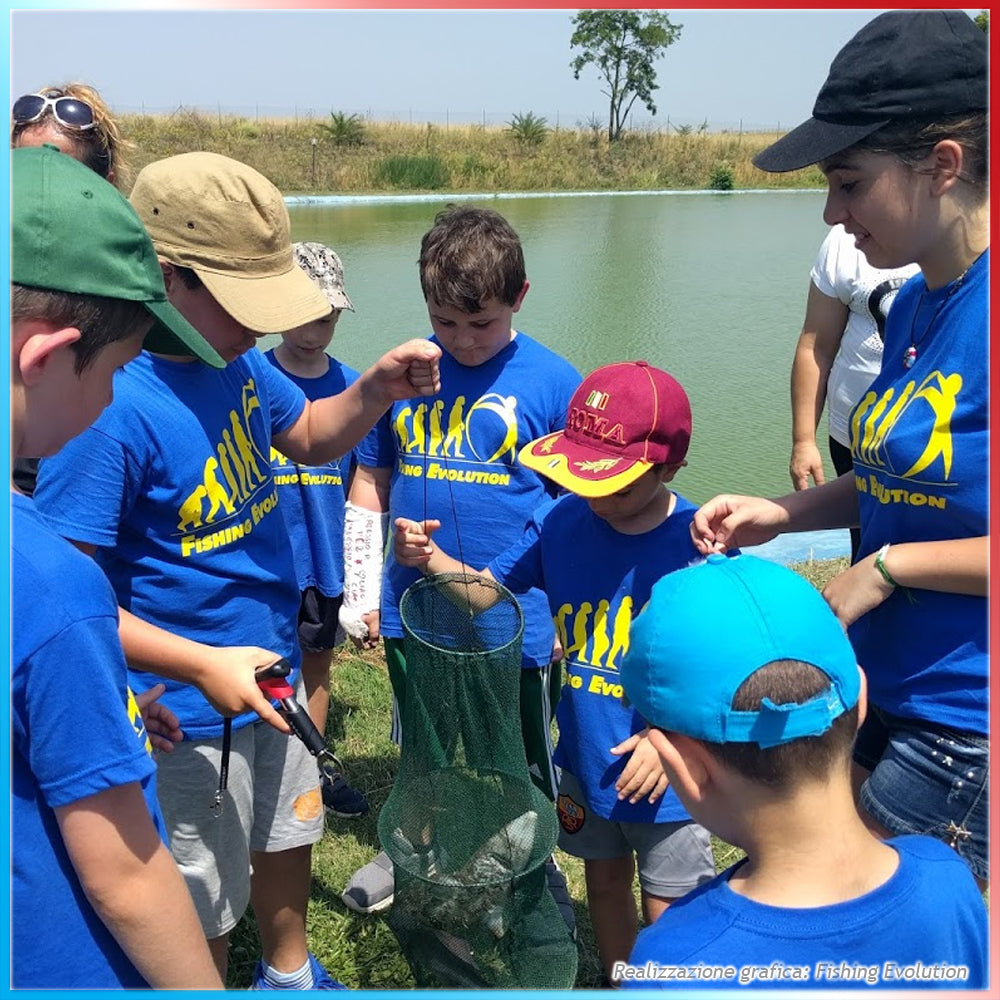 T-Shirt Fishing Evolution baby Blu Evoluzione Giallo