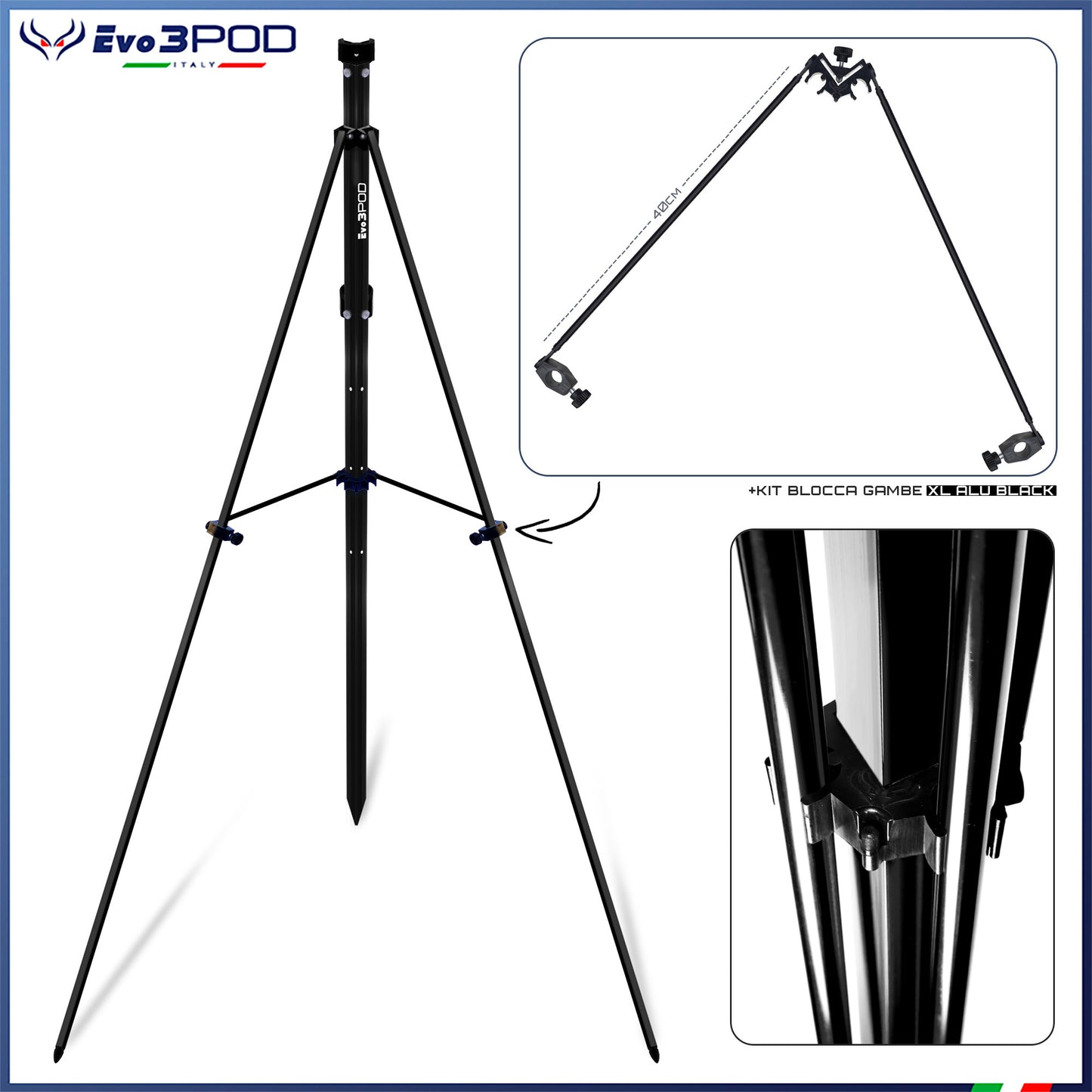 Picchetto Hybrid 150/180 cm + Kit Blocca Gambe XL