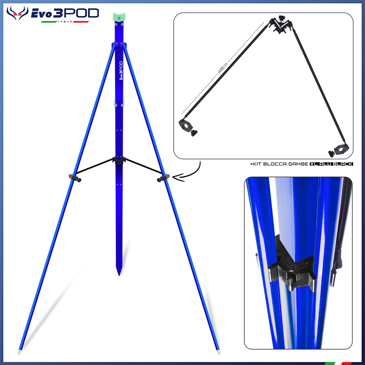 Picchetto Hybrid 150/180 cm + Kit Blocca Gambe XL