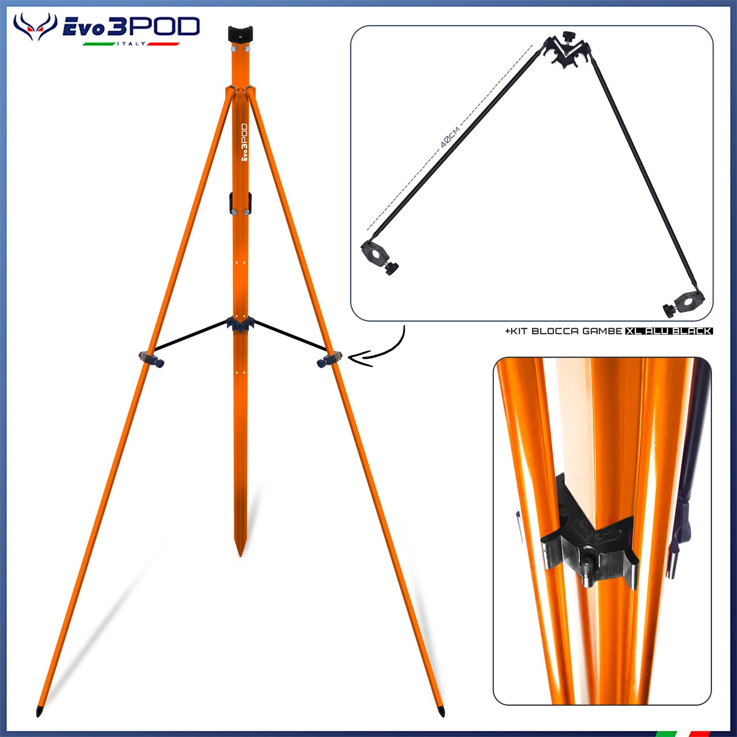 Picchetto Hybrid 150/180 cm + Kit Blocca Gambe XL