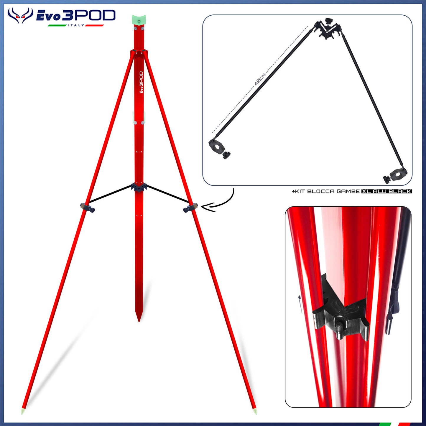 Picchetto Hybrid 150/180 cm + Kit Blocca Gambe XL