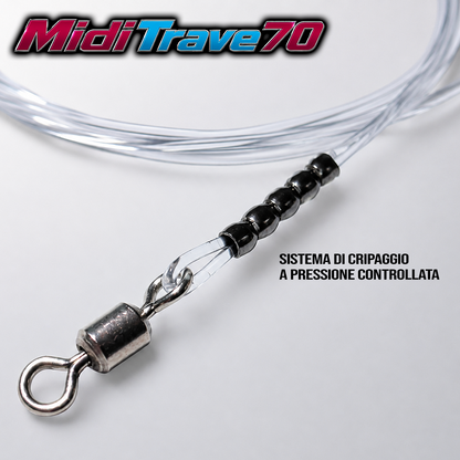 Midi Trave 70 MidiTrave70 – Trave Surfcasting Reversibile 70 cm con Girelle Inox e Crimpaggio Controllato