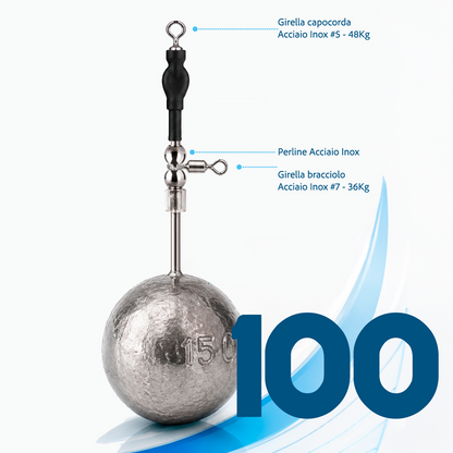 Piombo Sfera con Mini Travetto Tutto Inox