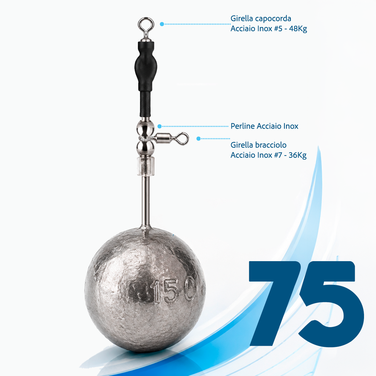 Piombo Sfera con Mini Travetto Tutto Inox