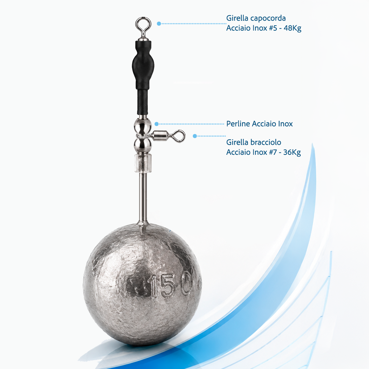 Piombo Sfera con Mini Travetto Tutto Inox